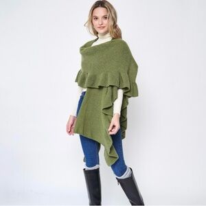Do Everything in Love Olive Ruffled Poncho